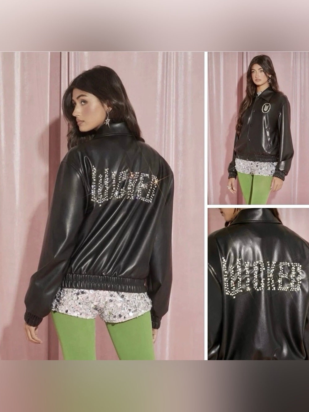 Wicked Movie X Forever 21 Faux Leather Rhinestone Jacket Limited Edition M NWT